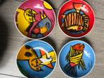 4 Kleine Bordjes van Kunstenaar, Gebruikt, Porselein of Keramiek, Schaal, Rond