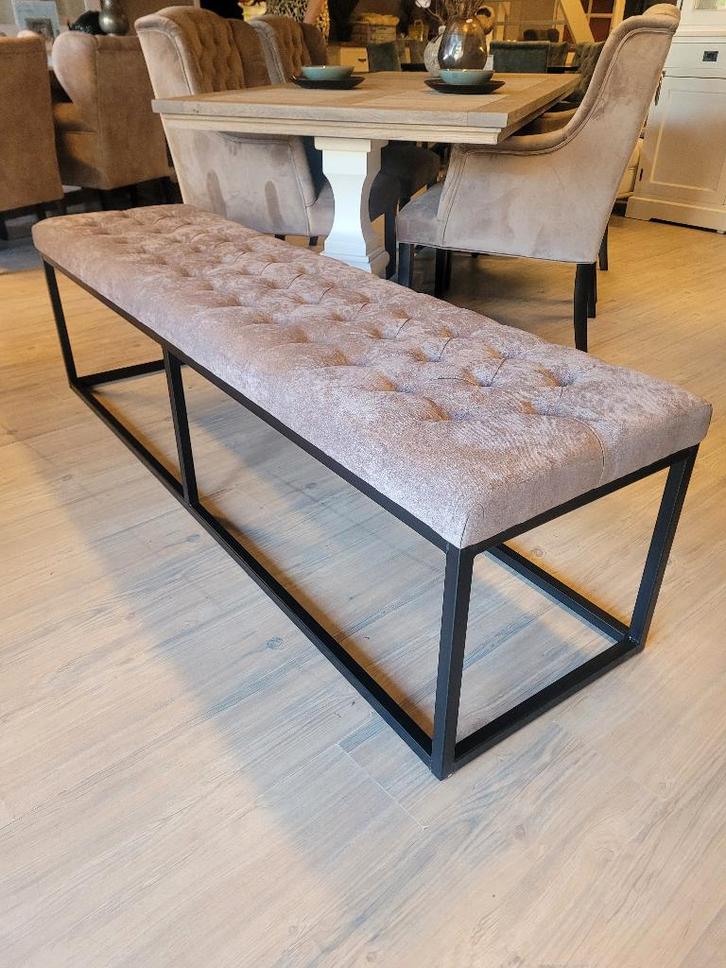 *OPRUIMING* Eetkamerbank Timmy 180 cm Taupe €329, NU €295, 4, Huis en Inrichting, Stoelen, Nieuw, Eén, Stof, Overige kleuren, Ophalen of Verzenden