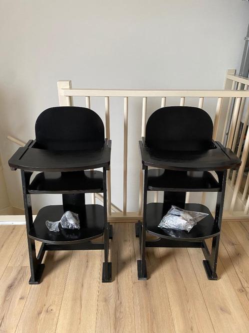 2x Prenatal meegroei eettafelstoel, Huis en Inrichting, Stoelen, Gebruikt, Twee, Hout, Zwart, Ophalen