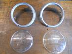 2x Hella Koplampglazen + Chroom Ringen VW Kever, Ophalen of Verzenden, Gebruikt, Volkswagen