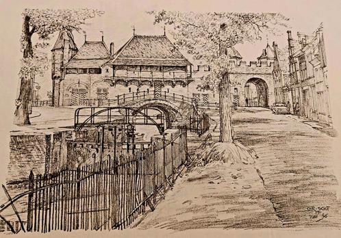 Amersfoort ... de Koppelpoort ..., Antiek en Kunst, Kunst | Tekeningen en Foto's, Ophalen of Verzenden