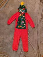 KERSTMIS Hema fleece onesie, rood kerstboom tompouce 110/116, Nacht- of Onderkleding, Ophalen of Verzenden, Zo goed als nieuw
