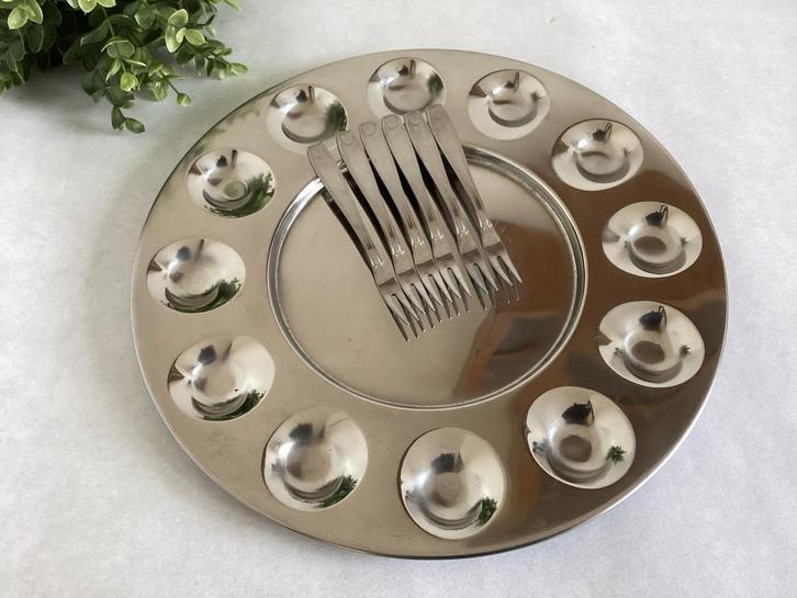 Escargotschaal ~ Serveerschaal met 6 Vorkjes, Huis en Inrichting, Keuken | Keukenbenodigdheden, Ophalen of Verzenden