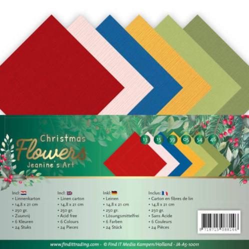 Jeanine's Art Christmas Flowers linnenkarton 14,8 x 21 cm JA, Hobby en Vrije tijd, Scrapbooking, Nieuw, Papier of Karton, Overige merken