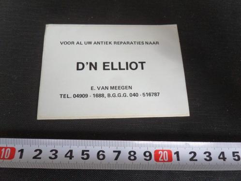 sticker EHV ACHT E.van Meegen D;N ELLIOT antiek reparaties, Verzamelen, Stickers, Zo goed als nieuw, Bedrijf of Vereniging, Ophalen