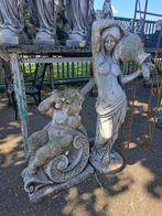Antiek model tuinbeeld vrouw met kruik of mooi putto figuur, Antiek en Kunst, Ophalen