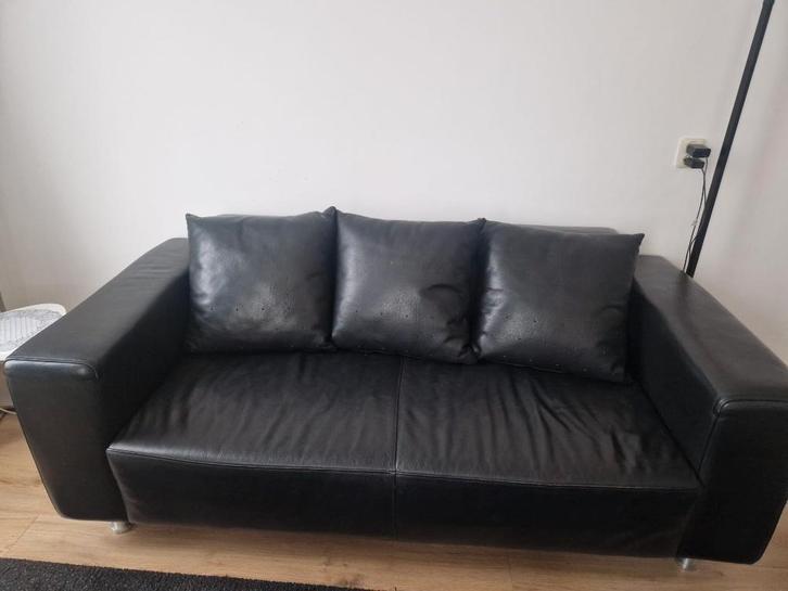 mooie zwarte bank, Huis en Inrichting, Banken | Bankstellen, Zo goed als nieuw, Rechte bank, Driepersoons, 150 tot 200 cm, 75 tot 100 cm
