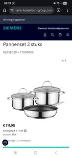 Siemens pannenset (3 stuks) nieuw in doos, Huis en Inrichting, Keuken | Potten en Pannen, Ophalen of Verzenden, Nieuw, Rvs, Pannenset