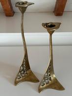 Set van 2 vintage messing kandelaars, Huis en Inrichting, Gebruikt, 25 tot 50 cm, Ophalen of Verzenden, Metaal
