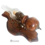 Brocante wand olielamp elektrisch - grote wandlamp hout, Ophalen of Verzenden, Glas, Antiek / klassiek