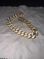 Iced Out Gouden Armband 12mm, Met kristal, Ophalen of Verzenden, Zo goed als nieuw, Goud