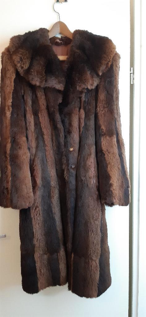 Mooie, Lange Vintage Dames Bontjas  mt 42, Kleding | Dames, Jassen | Winter, Gedragen, Maat 42/44 (L), Bruin, Ophalen of Verzenden