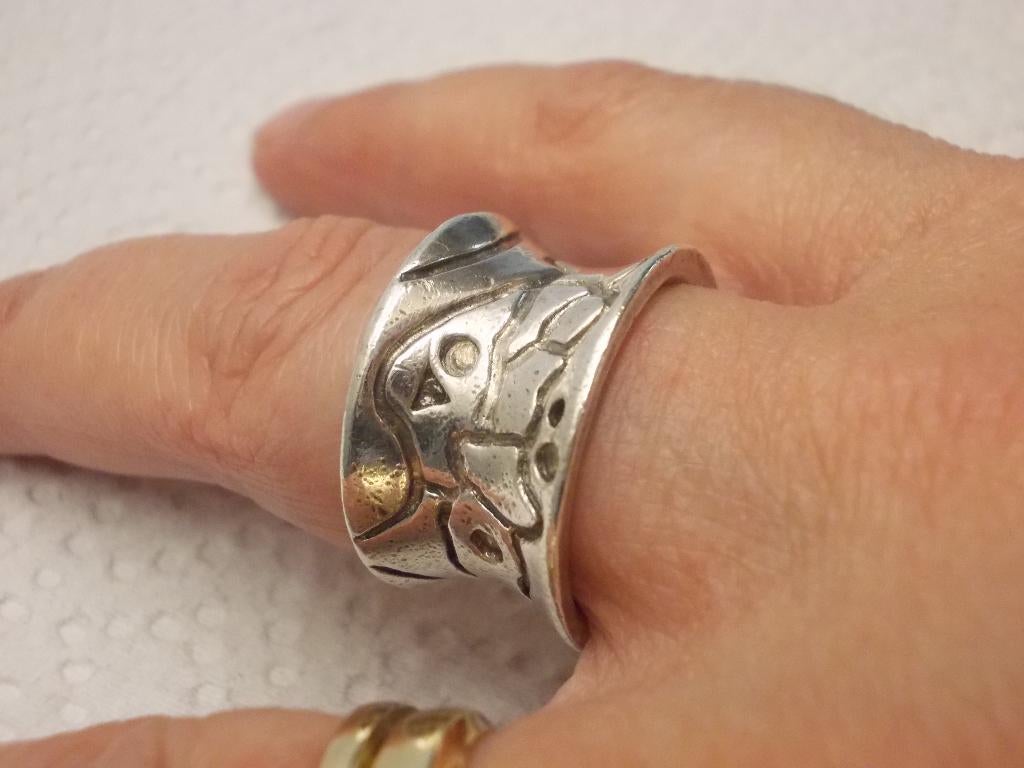 massieve zilveren modernist ring maat krap 17 nr.994, Verzenden, Dame, Zilver, Zilver