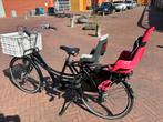 Tweelingfiets met 2 kinderzitjes, Fietsen en Brommers, Ophalen, Gebruikt, Achterzitje, Voetsteuntjes
