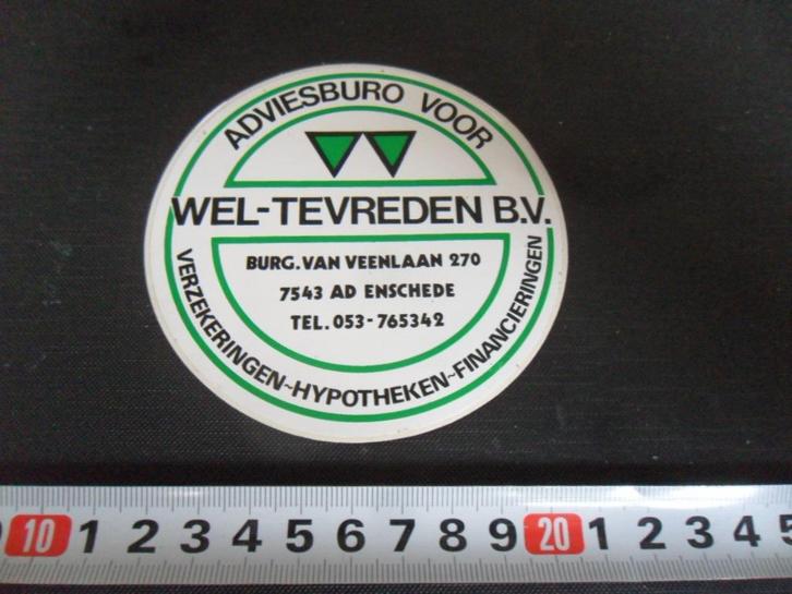 sticker Enschede WEL-TEVREDEN BV  Adviesburo, Verzamelen, Stickers, Zo goed als nieuw, Ophalen
