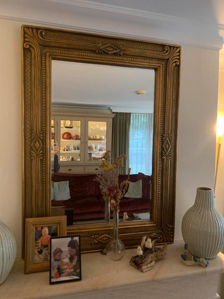 Grote Gouden Spiegel 87x117cm, Huis en Inrichting, Woonaccessoires | Spiegels, Zo goed als nieuw, 75 tot 100 cm, 100 tot 150 cm