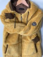 Teddy vest jas; gevoerd met kapuchon okergeel met bruin, Kleding | Dames, Ophalen, Nieuw, Maat 46/48 (XL) of groter, Geel