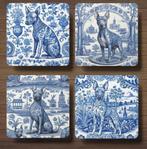 American Hairless Terriër Delfts Blauw onderzetters + houder, Ophalen of Verzenden, Nieuw, Glas of Kopje