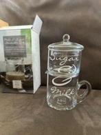 Riviera maison milk en sugar stackable set nieuw in doos, Ophalen, Glas of Glazen, Nieuw, Glas