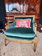 Antieke vergulde Franse Louis XVI fauteuil, Ophalen of Verzenden