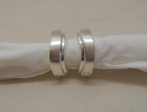 Zilveren modernist klapcreolen mat met glans nr.022, Sieraden, Tassen en Uiterlijk, Oorbellen, Zo goed als nieuw, Hangers, Zilver