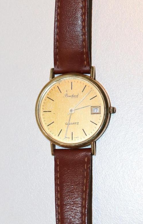 Antiek gouden heren horloge, 14 krt, Bouchard Geneve Quartz, Antiek en Kunst, Antiek | Goud en Zilver, Goud, Verzenden