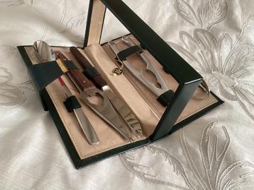 Vintage Philips bar-set bar-bestek lederen etui Jaren 50 beschikbaar voor biedingen
