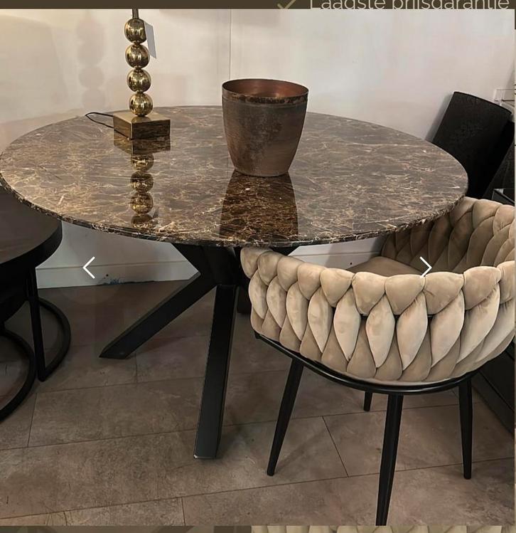 Bruin marmeren tafel 130cm - outlet prijs!, Huis en Inrichting, Tafels | Eettafels, Zo goed als nieuw, 100 tot 150 cm, Rond, Overige materialen