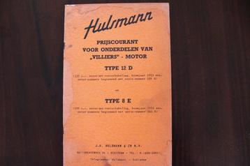 HULSMANN met VILLIERS motor type 12D 8E 1953 prijscourant  beschikbaar voor biedingen