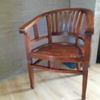 Vintage houten breede stoel, Antiek en Kunst, Antiek | Meubels | Stoelen en Banken, Ophalen