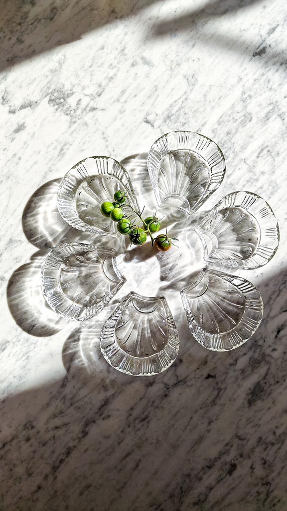 6x vintage schelp / oester bordjes, Huis en Inrichting, Keuken | Servies, Zo goed als nieuw, Ophalen of Verzenden