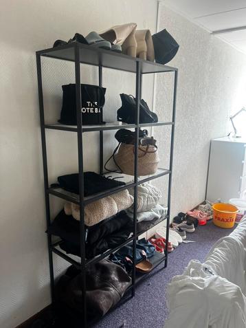 Stellingkast zwart met glas