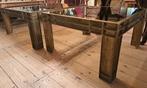 Peter Ghyczy bronzen salontafel met rookglas mooi top design, Ophalen, Gebruikt, 100 tot 150 cm, 50 tot 100 cm