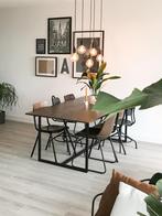 6 of 4 persoons industriële eettafel 210x100 | hout blad, Huis en Inrichting, Tafels | Eettafels, Ophalen, 200 cm of meer, 50 tot 100 cm