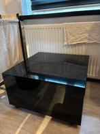 Hoogglans zwarte salontafel op wielen, Overige materialen, Vierkant, 55 tot 75 cm, Ophalen