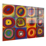 Vierkanten met cirkels - Wassily Kandinsky | Glas 120x80 cm, Antiek en Kunst, Kunst | Schilderijen | Klassiek, Verzenden