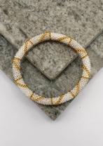 Glaskralen armband - zilver en goud - RB151, Overige materialen, Verzenden, Nieuw, Nepalhandwerk.nl