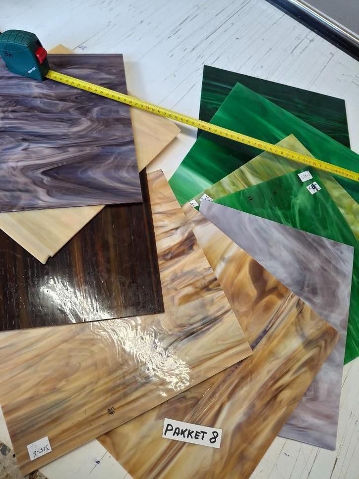 meerdere gekleurde glas platen glaslood of tiffany, Hobby en Vrije tijd, Knutselen, Nieuw, Materiaal, Ophalen of Verzenden