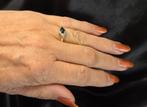 Gouden Vintage ring met saffier en diamanten. 2025/702, 18 tot 19, Blauw, ., Ophalen of Verzenden