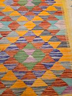 Handgeweven oosterse wollen kelim 129x87, Info@SlatsAntiek.nl, Crème, 100 tot 150 cm, Vof Slats Antiek