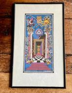 Schilderij vrijmetselarij “Het tableau”, Antiek en Kunst, Kunst | Schilderijen | Klassiek, Ophalen