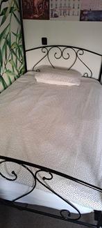 Bed twijfelaar 120x200 met lattenbodem, Ophalen, Zwart, Zo goed als nieuw, Twijfelaar