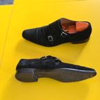 Santoni suede schoenen met 2 gesp en bruine kleur 43/5, Bruin, Verzenden, Santoni, Gespschoenen