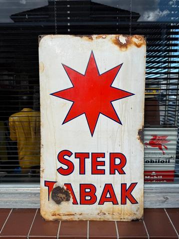 Oude Ster Tabak Emaille Reclamebord beschikbaar voor biedingen