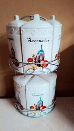 Vintage Kruidenrek met Keramische Potjes, Huis en Inrichting, Keuken | Potten en Pannen, Ophalen of Verzenden, Zo goed als nieuw