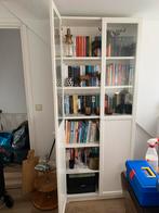 Witte Boekenkast met Glazen Deuren, Huis en Inrichting, Kasten | Boekenkasten, Ophalen, 100 tot 150 cm, 200 cm of meer, 25 tot 50 cm
