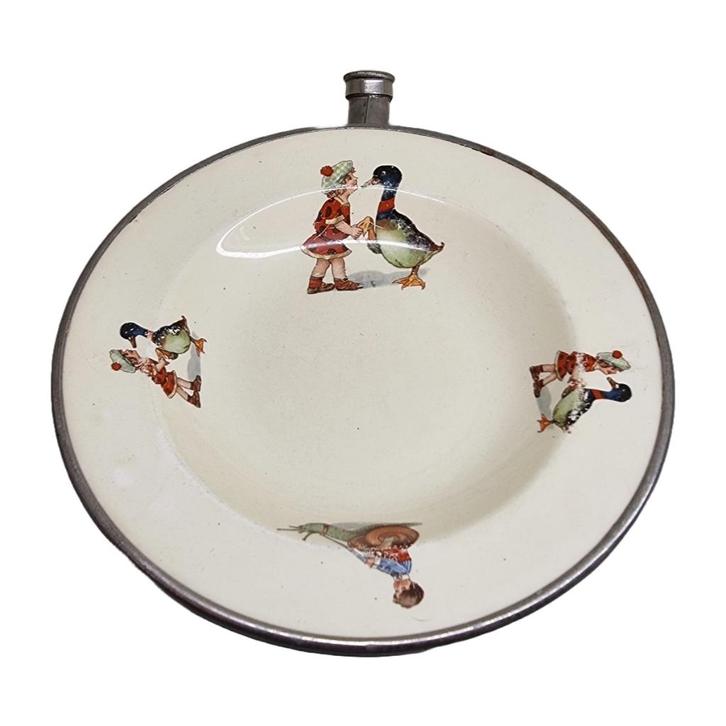 Vintage porseleinen warmhoud bord, Antiek en Kunst, Antiek | Porselein, Ophalen of Verzenden