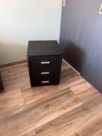 Zwarte (sky) leer nachtkastjes met 3 lades, Huis en Inrichting, Ophalen, Overige materialen, Minder dan 45 cm, Zo goed als nieuw