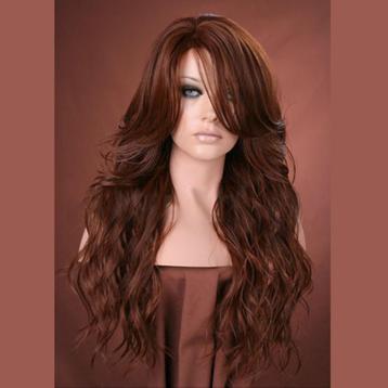 Luxe pruik donkerrood lang haar model Cala kleur 30 beschikbaar voor biedingen