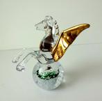 Glazen beeld Pegasus helder vleugels goudkleur Murano 3499-g, Antiek en Kunst, Ophalen of Verzenden